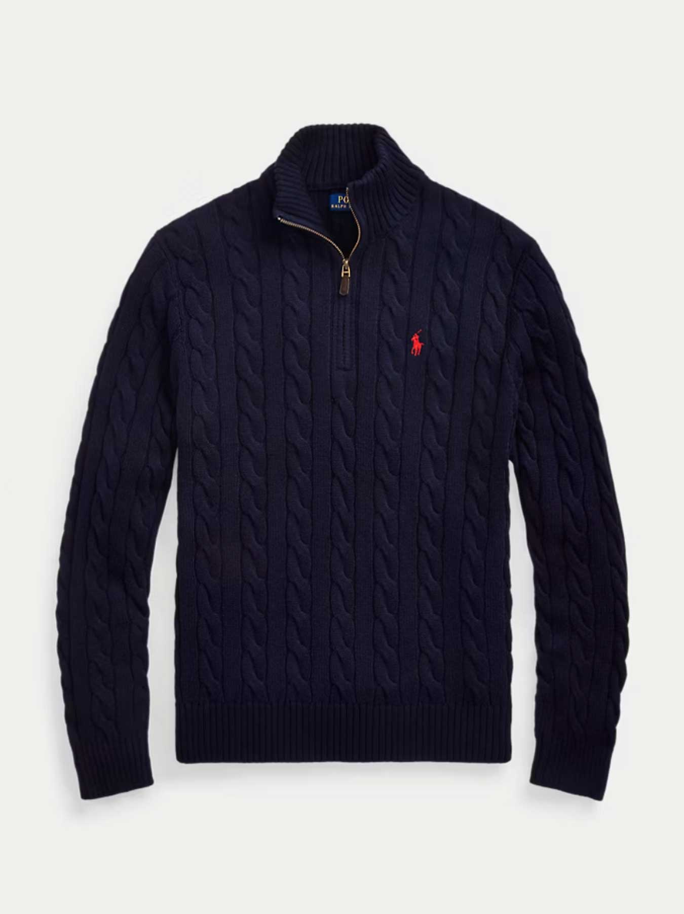 Ralph Lauren - Cable-Knit Sweater With Zipper - Navy
