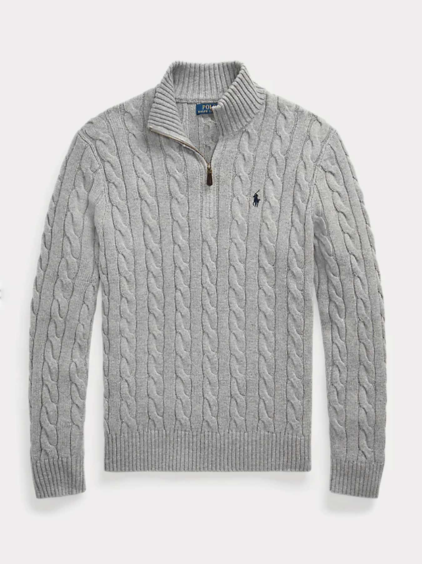 Ralph Lauren - Cable-Knit Sweater With Zipper - Grey