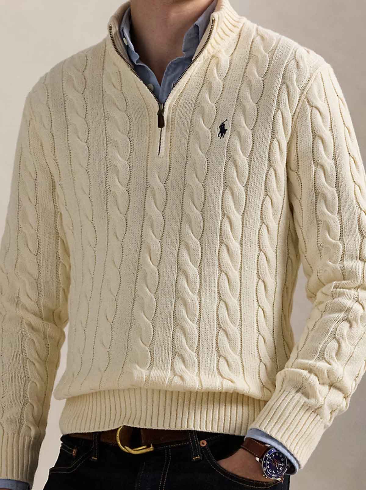 Ralph Lauren - Cable-Knit Sweater With Zipper - White