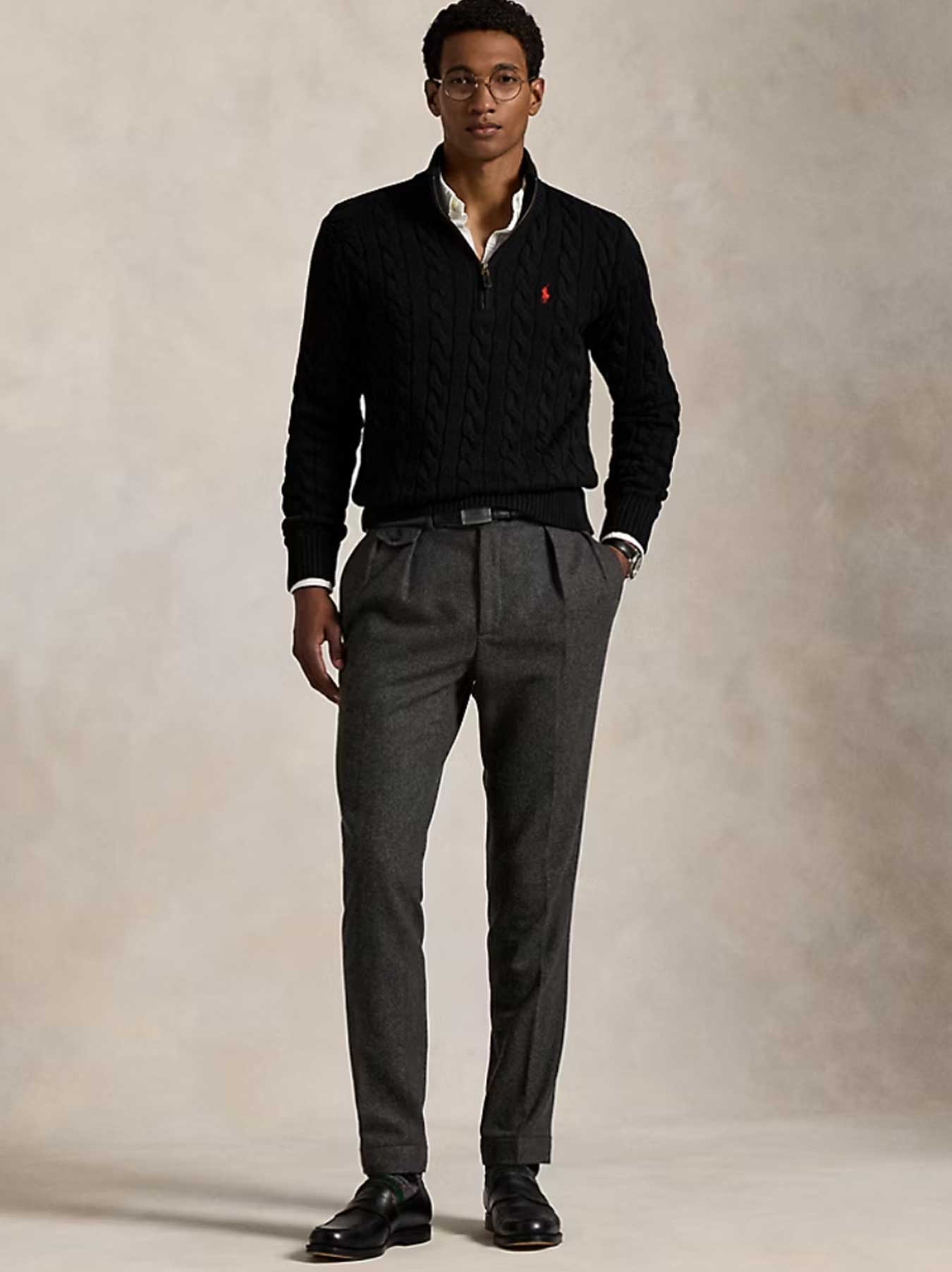 Ralph Lauren - Cable-Knit Sweater With Zipper - Black