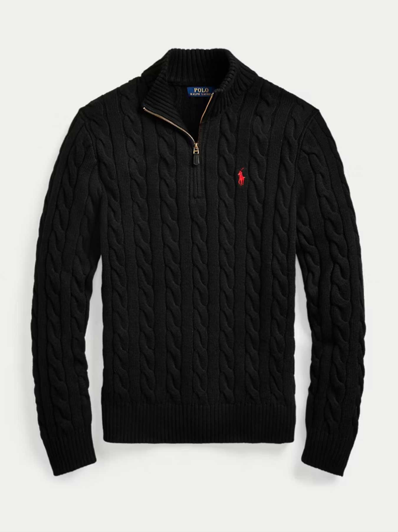 Ralph Lauren - Cable-Knit Sweater With Zipper - Black