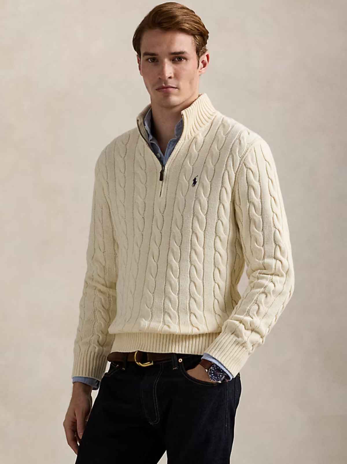 Ralph Lauren - Cable-Knit Sweater With Zipper - White