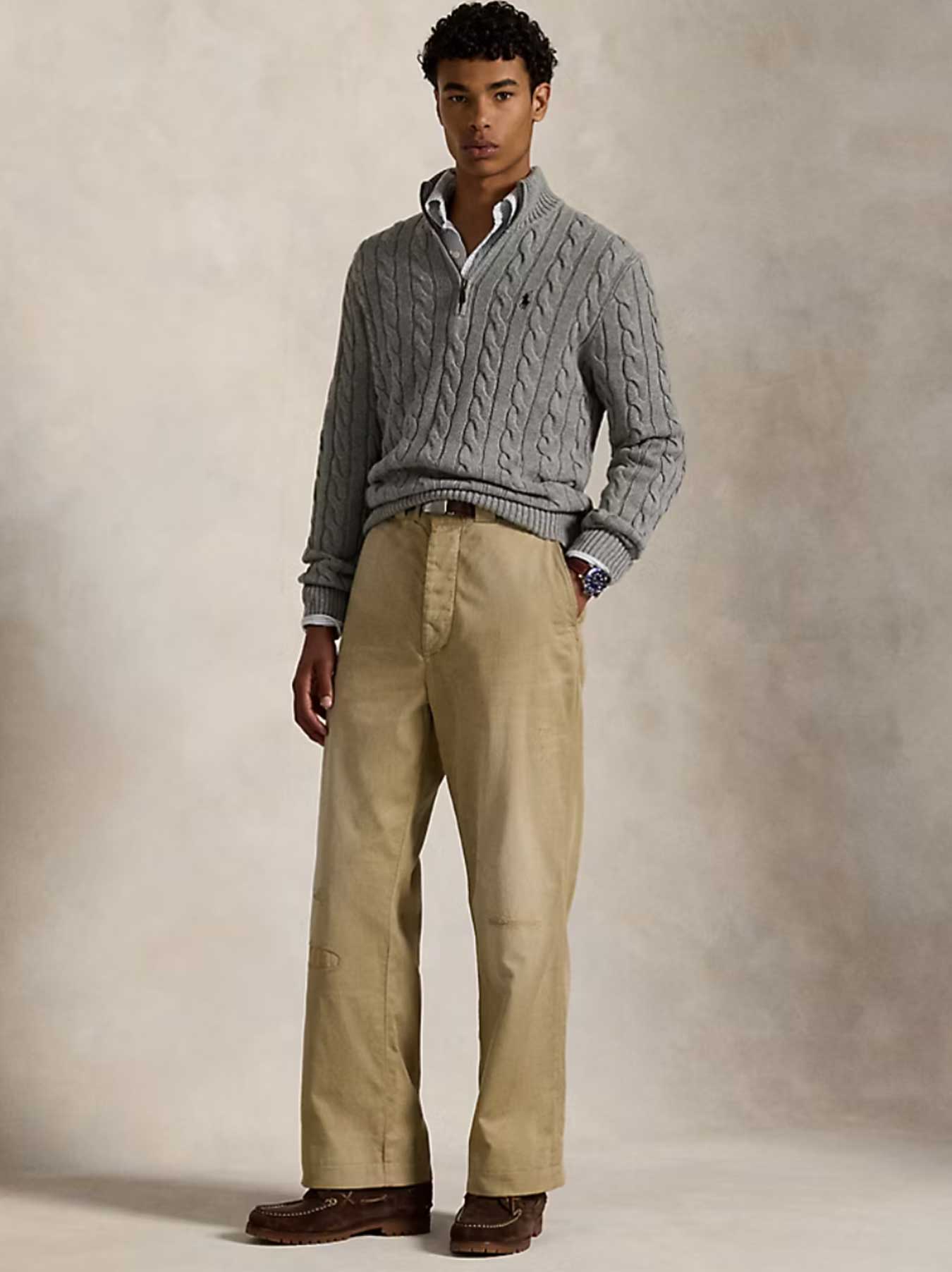 Ralph Lauren - Cable-Knit Sweater With Zipper - Grey